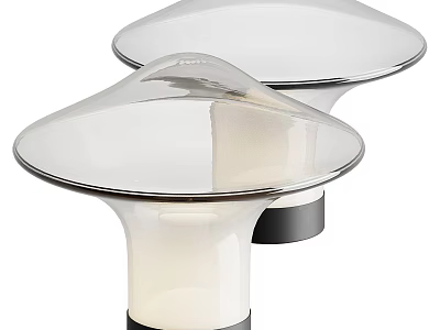 Modern Mushroom Shaped Table Lamps With Metallic Shade And Black Base 3d model