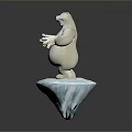 Cute White Polar Bear Cartoon Figure Standing On Iceberg Platform