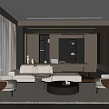 Elegant Modern Living Dining Room Interior With Sofa Coffee Table Rug And Pendant Light