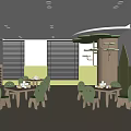 Kindergarten Classroom Interior With Green Chairs Wooden Tables Bright Windows And Decorative Shelves