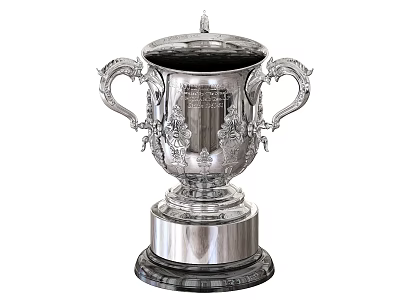 Elegant Silver Trophy With Decorative Handles Engraved Patterns And Multi tiered Base 3d model
