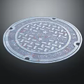 Circular Manhole Cover With Text Lattice Pattern And Metallic Surface 3d model