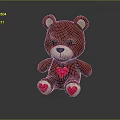 Cute Brown Teddy Bear Plush Toy With Red Heart Pendant On Chest And Feet