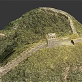 Great Wall Scenery With Green Mountains Lush Vegetation And Ancient Watchtower