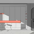 Stylish Clothing Store Front With Window Display Mannequins Shelves And Red Chairs
