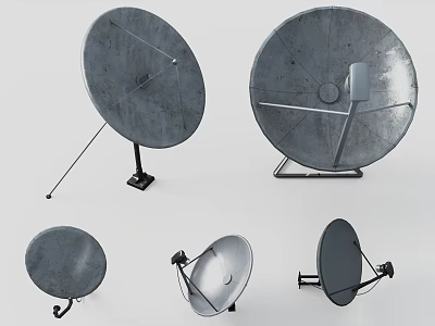 Various Satellite Dishes With Metal Construction And Mounting Brackets Design 3d model