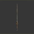 Ornate Golden Decorative Weapon With Carved Handle And Detailed Blade