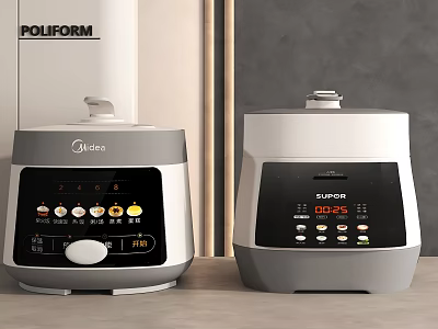 Two Modern Multifunctional Kitchen Appliances With Digital Control Panels On Countertop 3d model