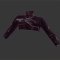 Black Leather Cropped Jacket With High Neck Stylish Long Sleeves Design