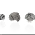 Three Realistic Organ Models With Detailed Hair Structures On White Background