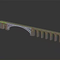 Stone and Metal Arch Bridge with Brick Piers and Reflected Surface Structure 3d model