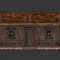 Wooden House With Brown Tiled Roof Porch Chimney And Steps Design