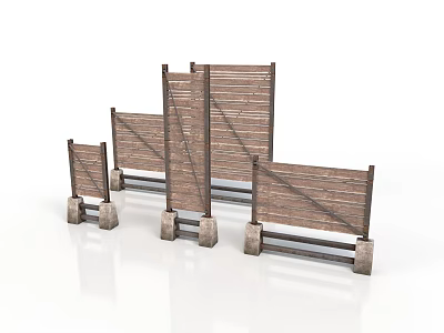 Wooden Panel Dividers With Metal Brackets In Various Sizes For Decoration 3d model