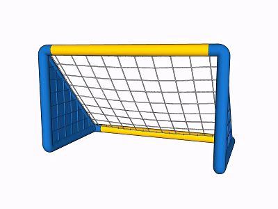 Kids Football Goal Sports Equipment With Blue Frame Yellow Border And White Net 3d model