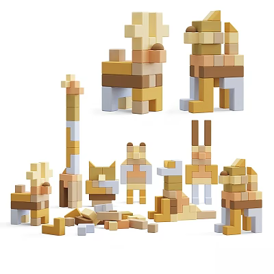 Colorful Building Block Animal Dolls With Various Cute Animal Shapes And Designs 3d model