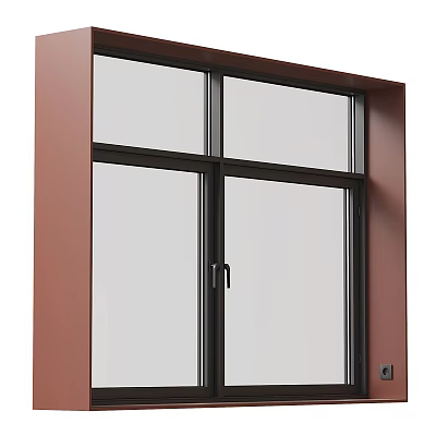 Casement Window With Brown Frame Transparent Glass And Modern Design For Home 3d model