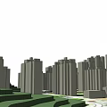 Modern Urban Planning 3D Model With Tall Buildings Green Areas And River