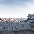 Scenic View of Great Wall of China with Rugged Mountains and Clear Blue Sky
