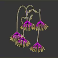 Purple Dandelion Like Plant With Multiple Flowers Curved Stems And Support Structure Against Dark Background