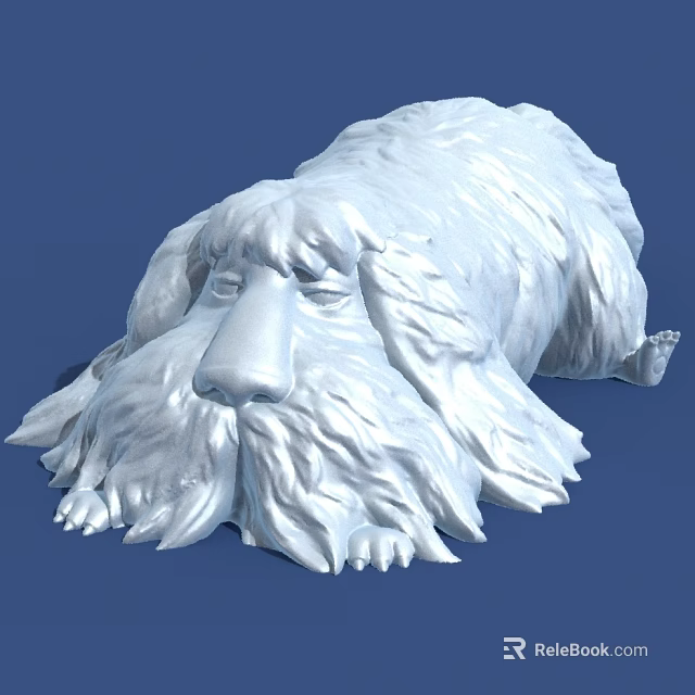 White Fluffy Dog Shaped Decorative Figurine Ornament Sculpture Home Decor Accent Piece 3d model 