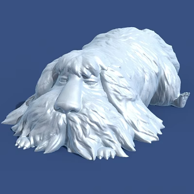 White Fluffy Dog Shaped Decorative Figurine Ornament Sculpture Home Decor Accent Piece 3d model