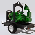 Trailer Mounted Industrial Equipment With Green Engine Radiator And Piping System