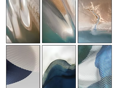 Modern Abstract Wall Art Set of Six With Natural Wave And Earth Tones 3d model