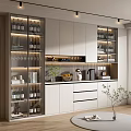 Modern Wine Cabinet Interior Design With Glass Doors Lighting And Wine Bottles