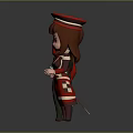Cartoon Boy And Girl Characters In Red Uniforms With Green Brown Hats And Outfits