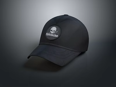 Stylish Black Hat With Skull Patch And Madche Text For Casual Daily Wear 3d model