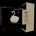 Beautiful White Swan Sculpture Showcased in Open Display Box for Home Decor