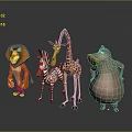 Cartoon Animal Characters Including Lion Zebra Giraffe And Pig Standing Together