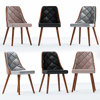 Nordic Dining Chair Casual Single Chair 3d model