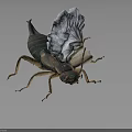 Detailed 3D Insect Model With Transparent Wings And Segmented Exoskeleton Structure