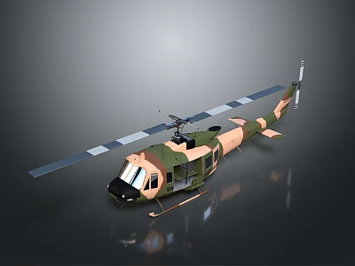 Military Camouflage Helicopter With Rotors Supporting Space Exploration Missions 3d model