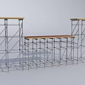 Temporary Metal Scaffold Partition With Wooden Plank Top For Space Dividing