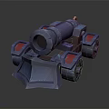 Detailed Purple 3D Game Cannon With Red Wheels And Sturdy Base