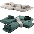 Modern Casual Sofa Set Green White Gray Modular Design With Plush Cushions