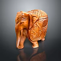 Handcrafted Wooden Elephant Container With Intricate Carved Patterns And Decorative Design