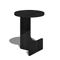 Black Wooden Round Side Table With Modern Minimalist Design And Unique Geometric Base