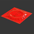 Red Square Condom Package With Sealed Edge And Circular Label Design 3d model