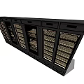 Modern Black Wine Cabinet With Glass Doors And Storage Shelves For Wine Bottles