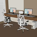 Modern Computer Desk and Chair Computer Desk Office Chair Office Computer 3d model