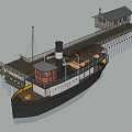 Wharf and ship 3d model