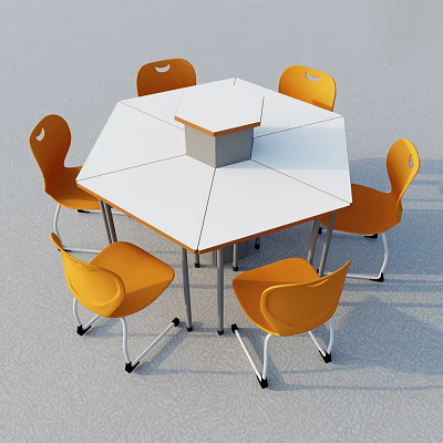 Modern Table and Chair Combination Hexagonal Combination Table and Chair 3d model