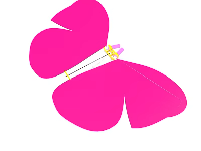 Beautiful Pink Butterfly with Large Vibrant Wings and Yellow Purple Body 3d model