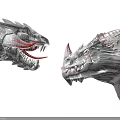 Two Game and Movie Dragon Characters Facing Each Other Over Mountain and Blue Sky