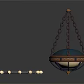 Hanging Pendant Light With Chain And Circular Decor With White Beads