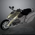 Futuristic Gold And White Motorcycle With Sleek Body Black Seat And Engine Details
