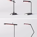 Modern Table Lamps Featuring Circular Square Bases Red Light Tubes And Adjustable Design 3d model